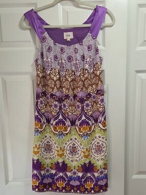 ECI Purple & Brown Floral Printed Boho Midi Dress